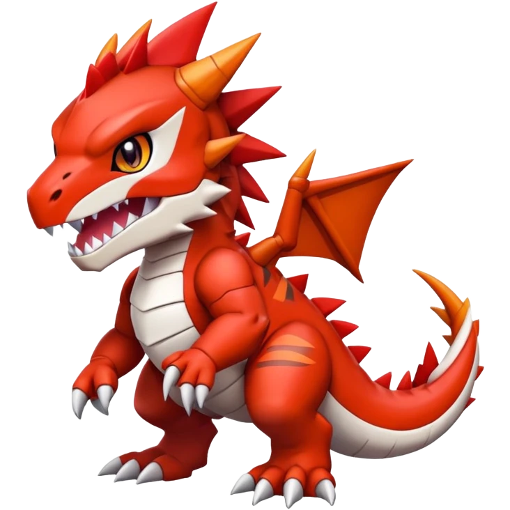 Cute Baby Chibi Digimon-Guilmon-Tyrantrum-Tyrunt-hybrid (full body) emoji
