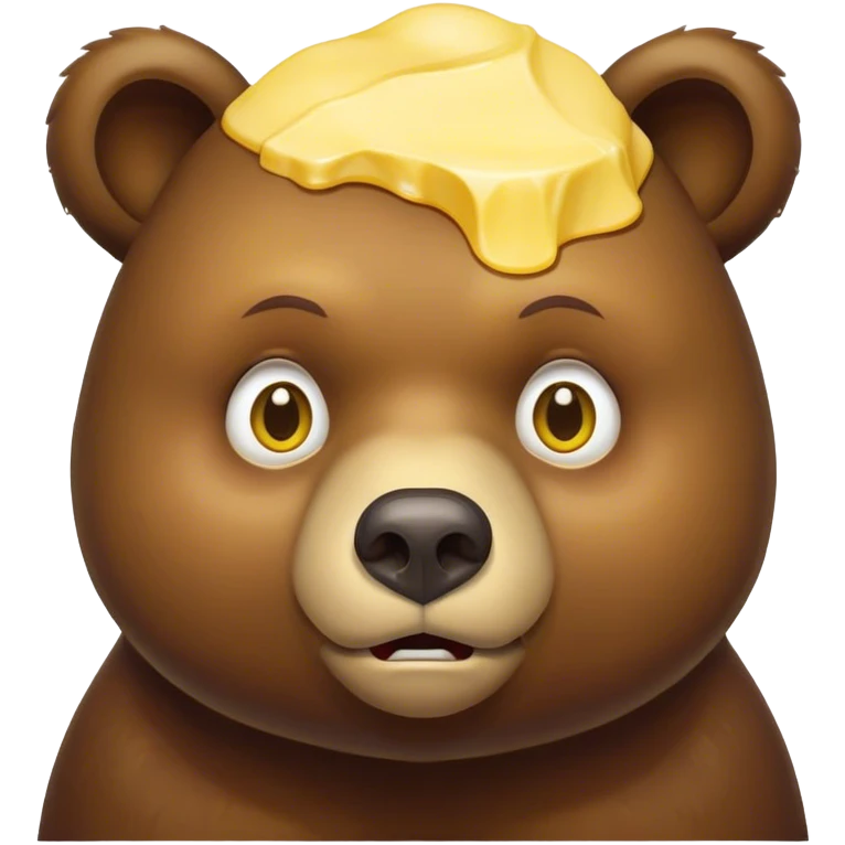 Sad bear with a piece of butter on his head emoji