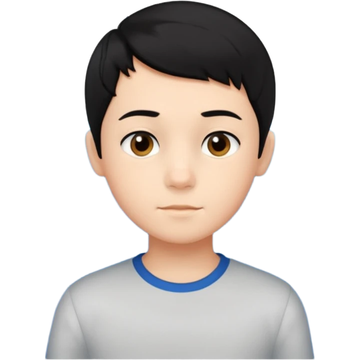 An Emoji of boy age in 10 with short black hair, who can be described by three words: perfectionist, air, ocean emoji