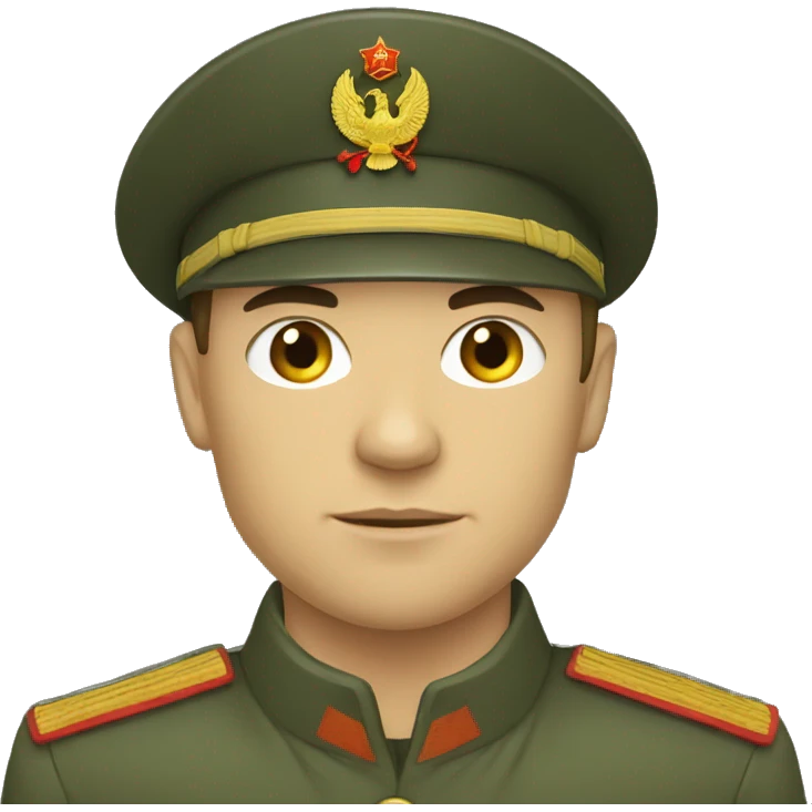 ussr soldier serious with military takes emoji