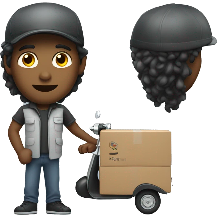 delivery man with long wavy hair on scooter emoji