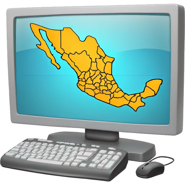 computer with Mexico's map showing on screen emoji