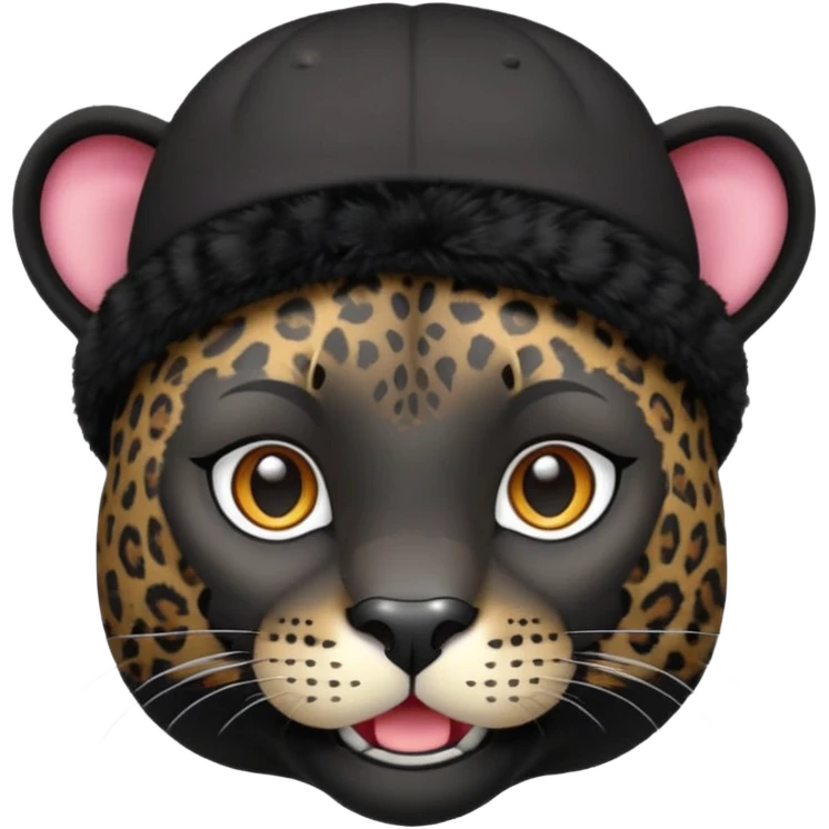 A black jaguar wearing a baby hat emoji