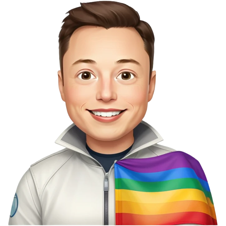 Elon musk with a gay pride flag  emoji