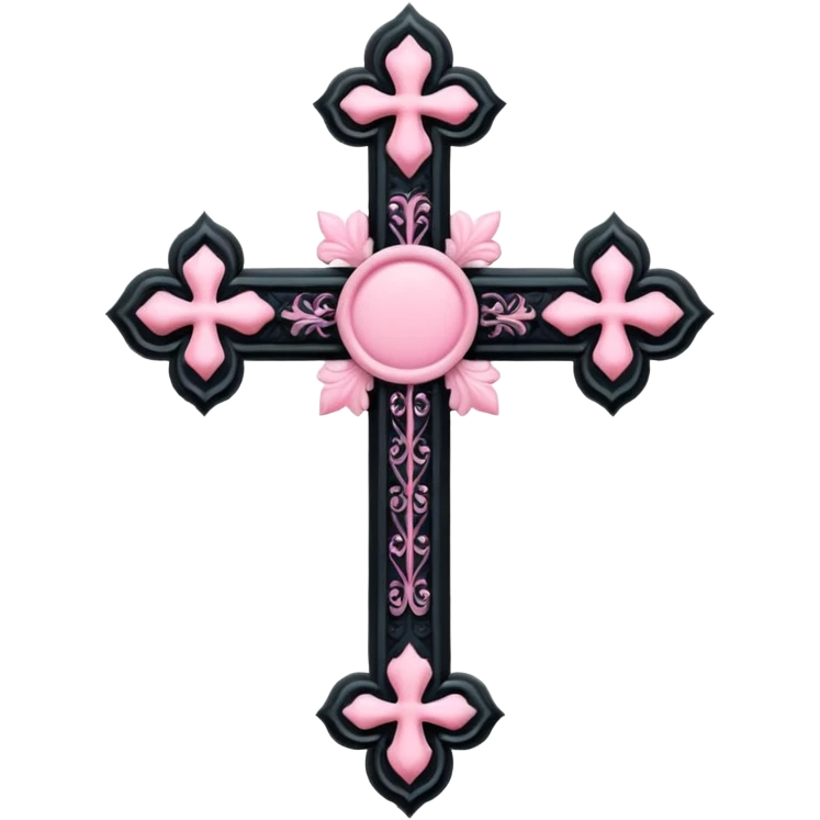 soft cute black pink goth cross , no woman emoji