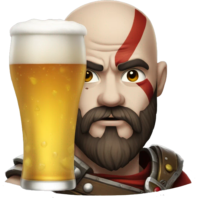 Kratos drinking beer emoji