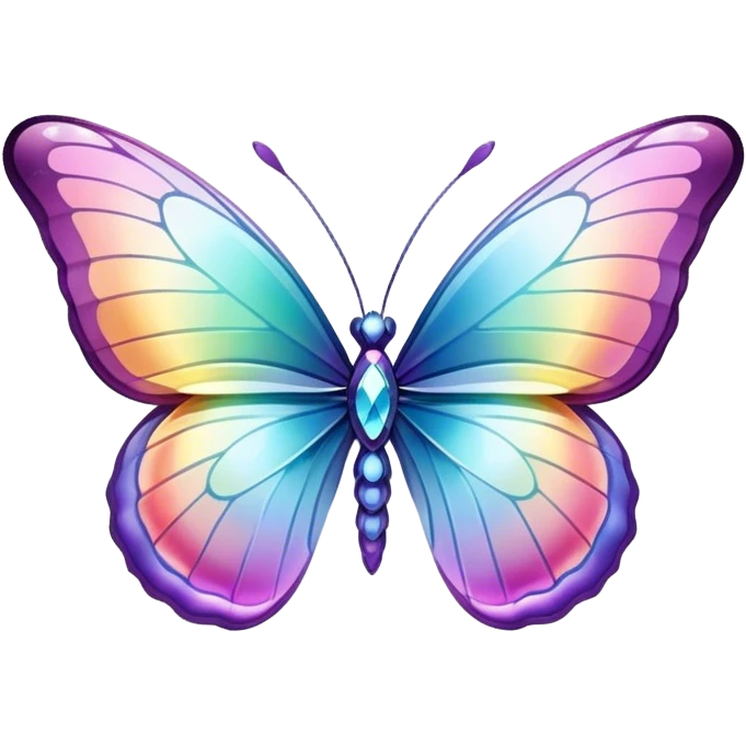 Gorgeous pretty beautiful Pastel rainbow-gradient iridescent glass crystal butterfly emoji