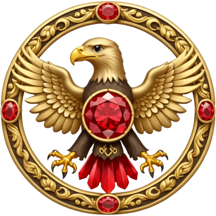 Bicephalous Eagle crest / brosch in a cirkel without background and with red gem emoji