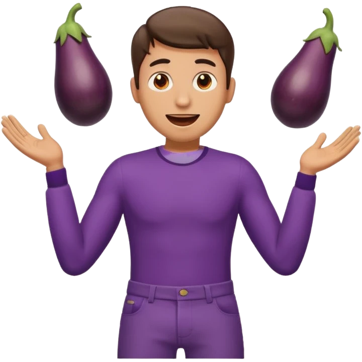 Guy emoji with hands up and out saying why with his eggplant hanging out of his panys emoji