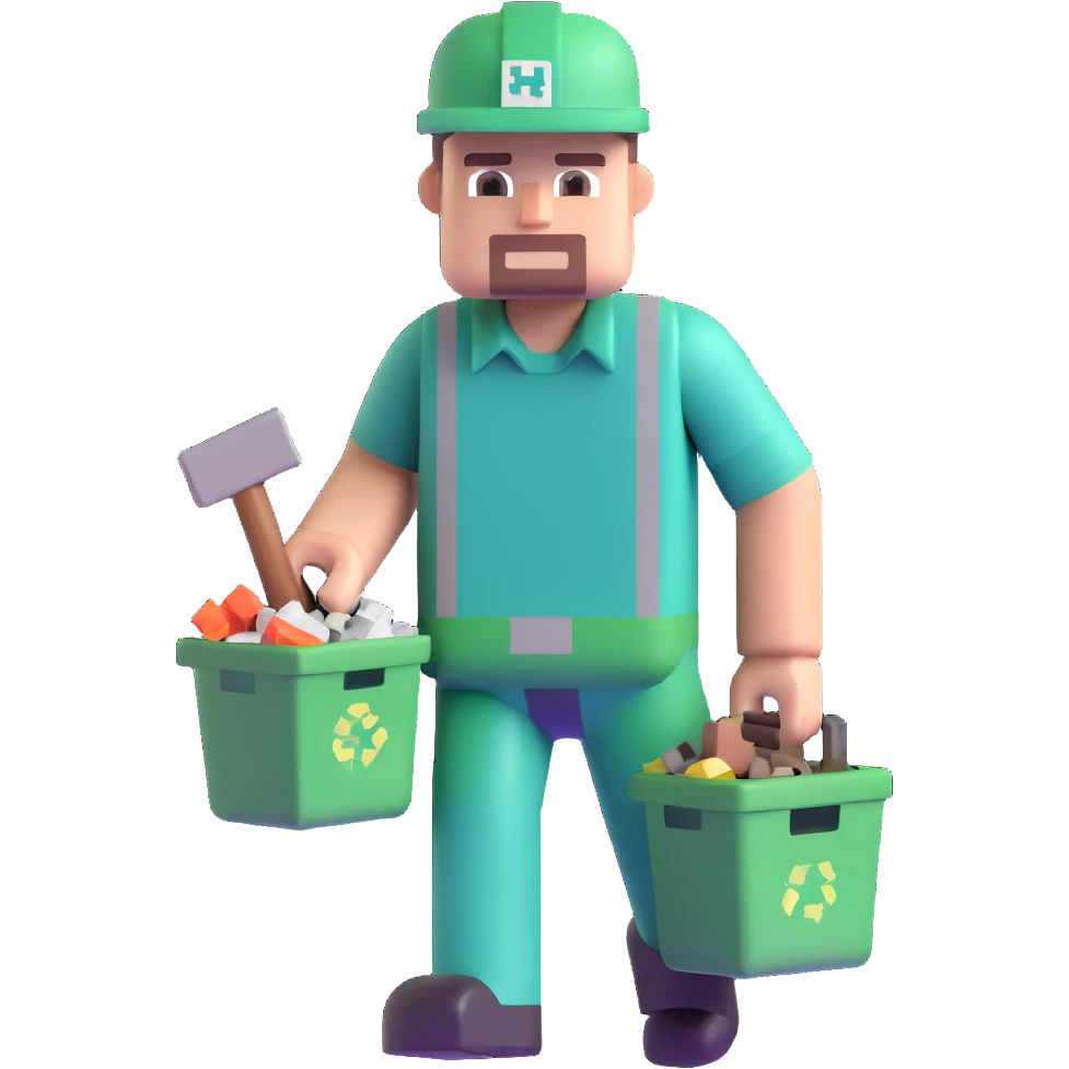 garbage man with Minecraft-like features emoji
