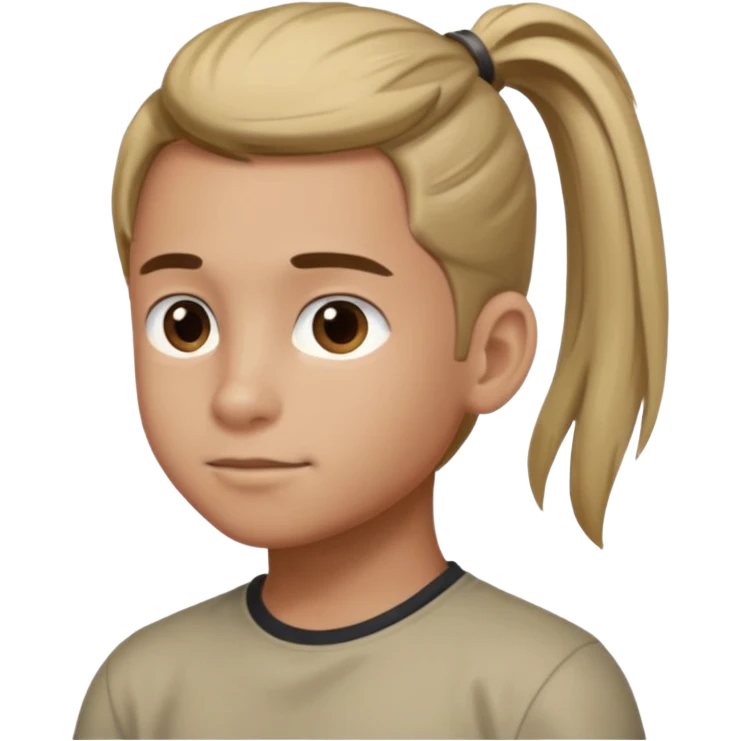 boy with ponytail, 3/4 view emoji