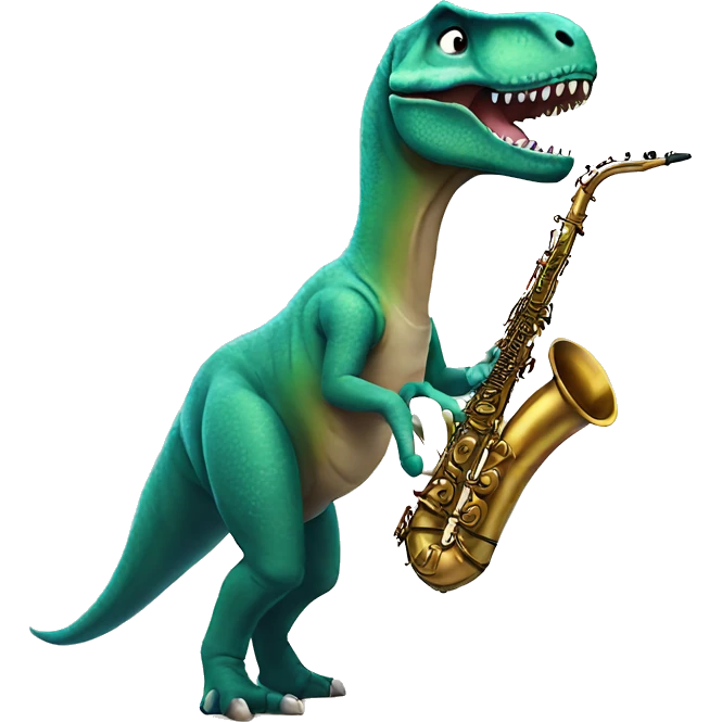 T rex playing sax emoji