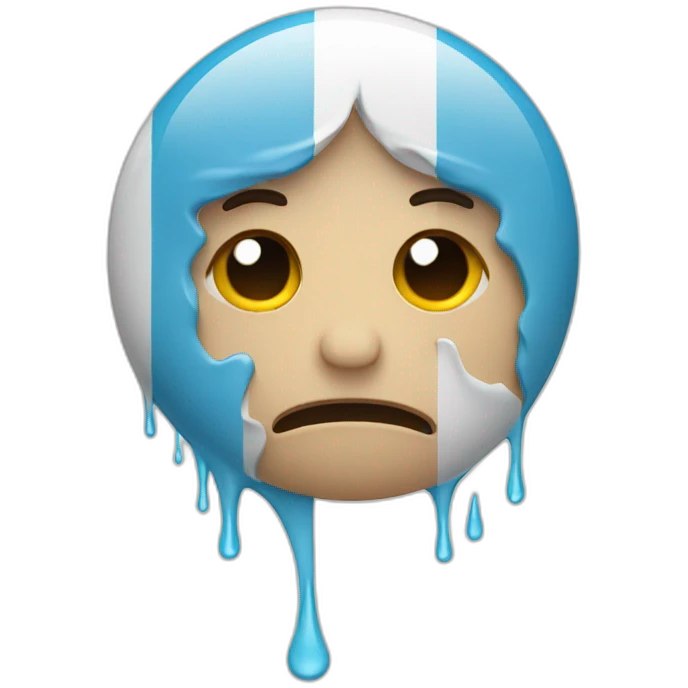 sob emoji with tears made of argentina flag colors emoji