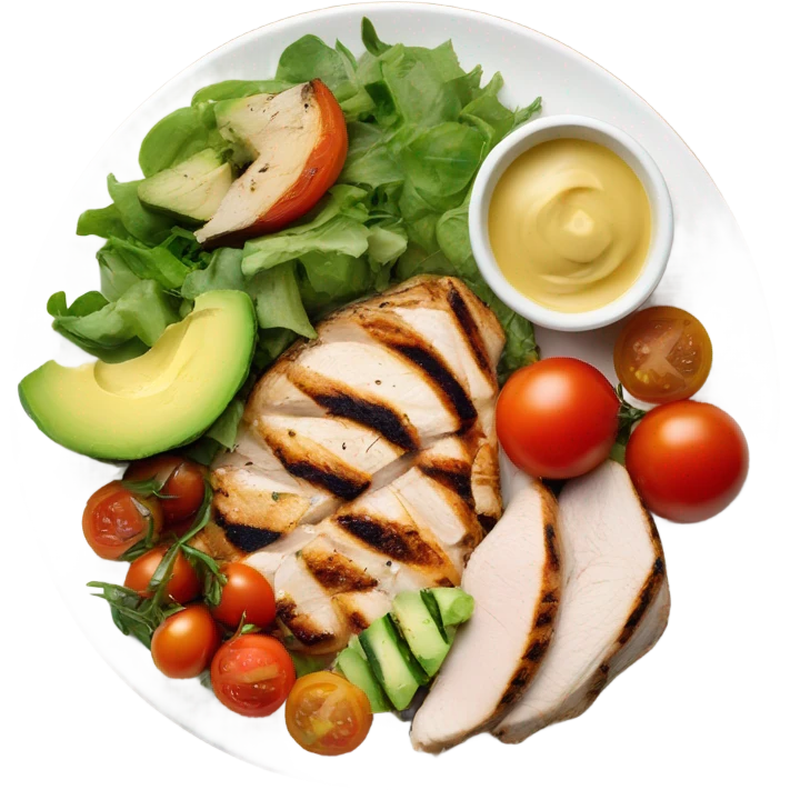 Look up on a large white round plate of healthy food emoji