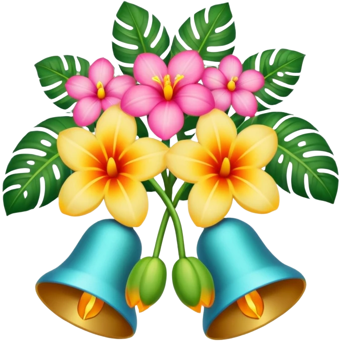 Wedding bells with flowers tropical bright emoji