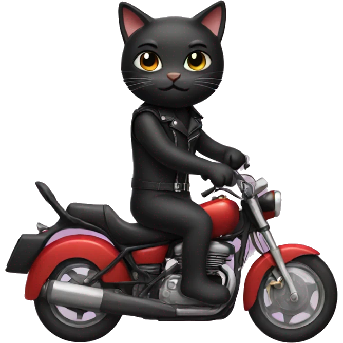 black cat riding a motorcycle  emoji