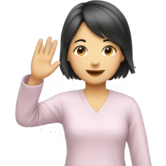 asian girl waving emoji