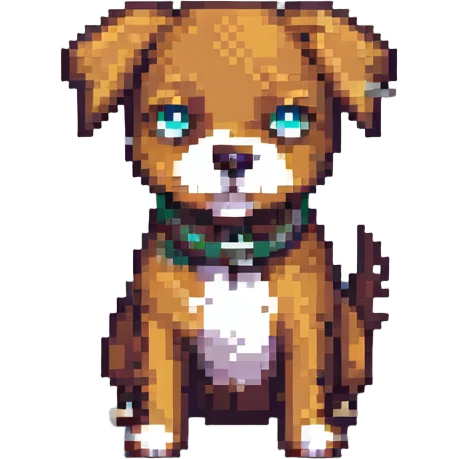 simple and cute pixel art style dog emoji