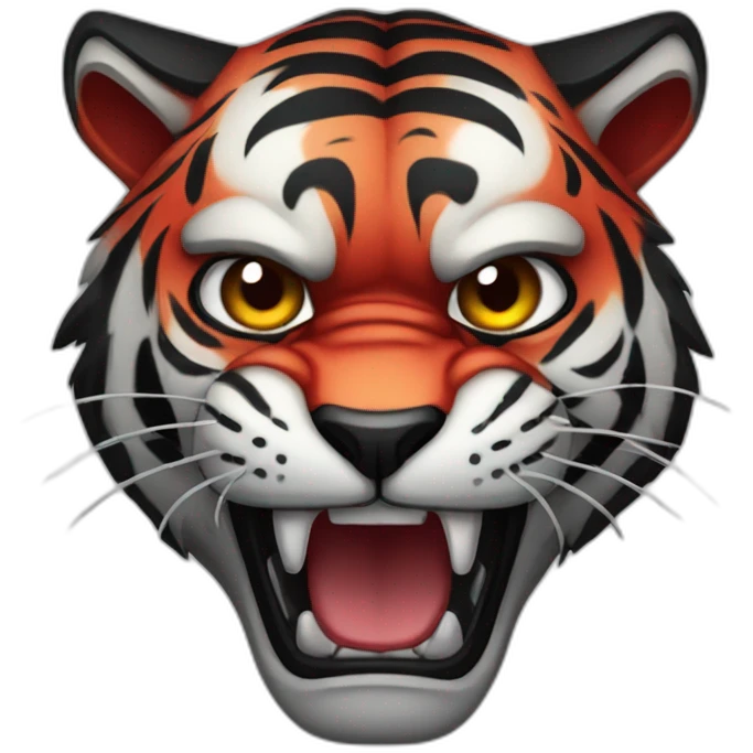 black angry red gloomy tiger emoji