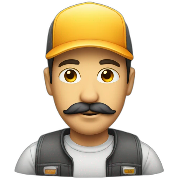 a guy with a moustach and a trucker cap emoji