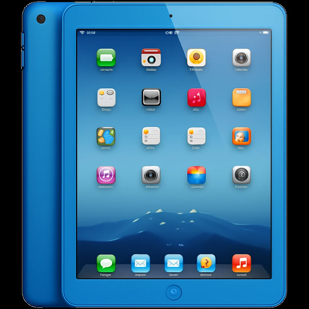 Change the iPad color to blue, keep the style and background as is. The style of the original image should be preserved. emoji
