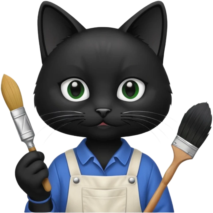 Black cat in painters outfit emoji