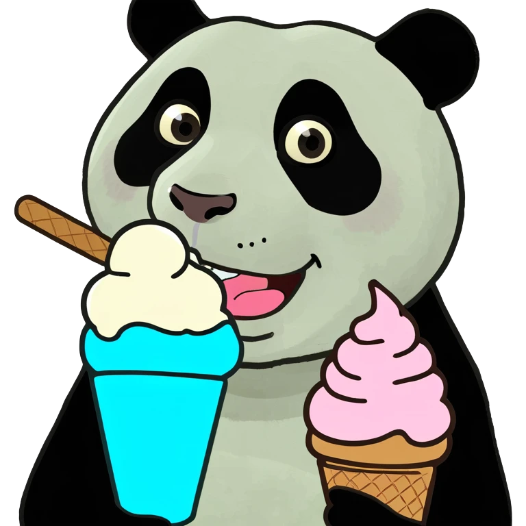 Panda eating ice cream emoji