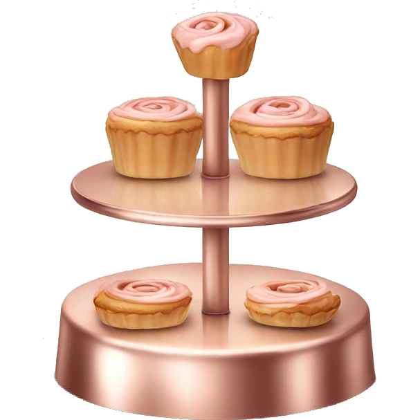 Realistic rose gold metallic pastry stand isolated emoji