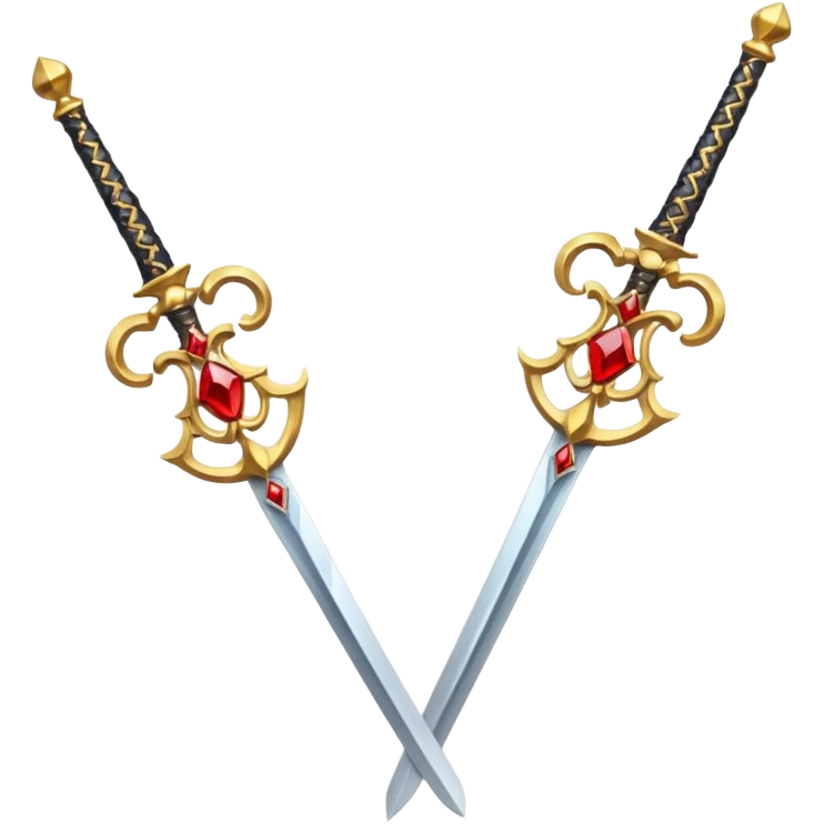 Two Golden royal swords with red gems emoji