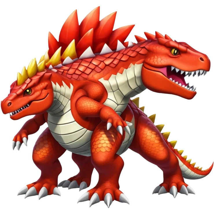 Shiny Exotic Colorful Groudon-Tyrantrum-Fakémon-hybrid-creature (full body)  emoji