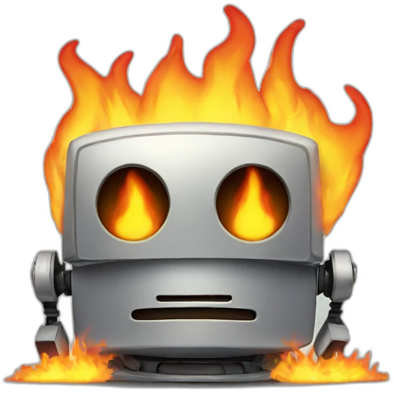 burning sad robot emoji