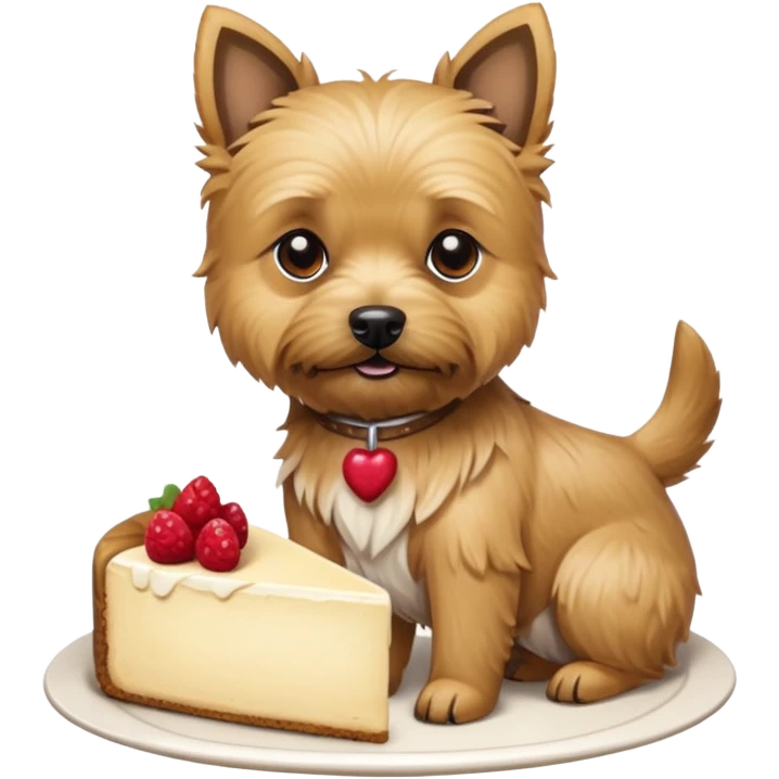 Cairn terrier with cheesecake no red emoji