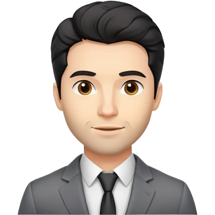 Headshot portrait of a professional 35-year-old man with black wavy hair, stubble, strong jawline, white skin tone, wearing smart casual business attire with blazer, confident and charismatic expression, suitable for a professional speaker profile emoji