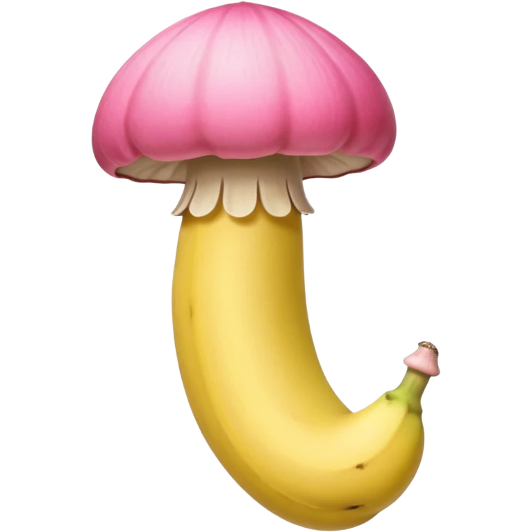 beige skin color and pink cylindrical shaft penis, erect, phallus shape, no face, shaped similar to peeled banana, with pink mushroom cap tip at one end emoji