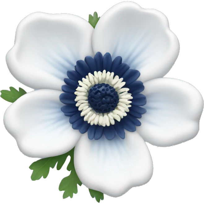 white anemone flower with navy blue center  emoji