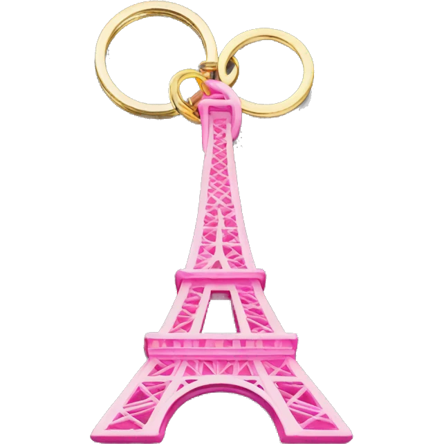 Pink Eiffel tower key ring emoji