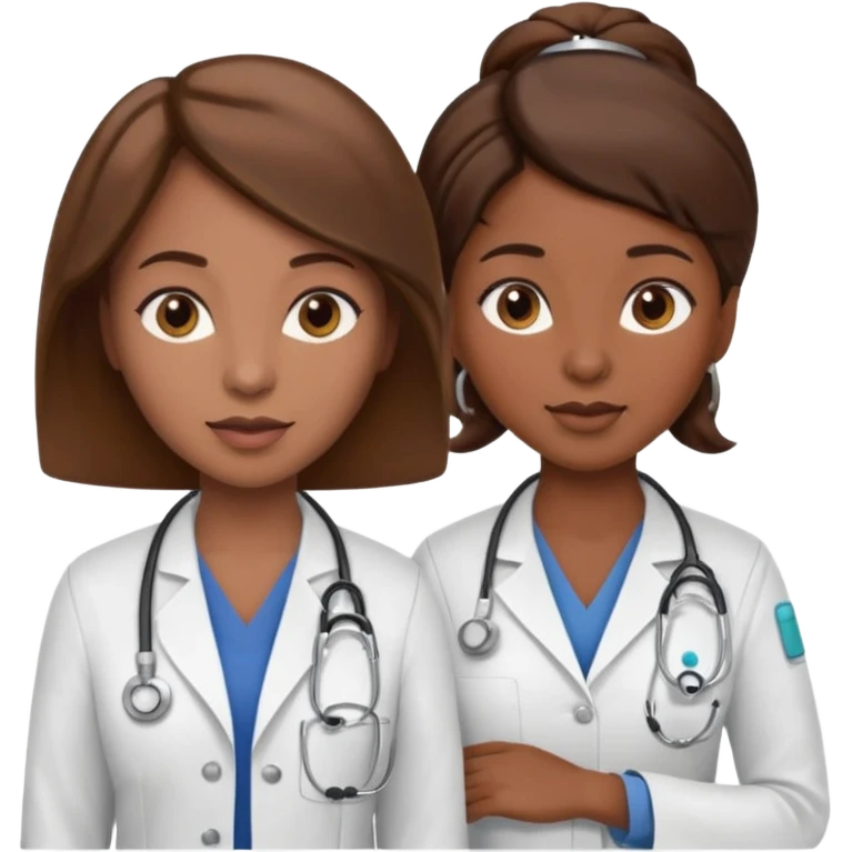 black female doctor and ultrasound technician brown hair on technician emoji