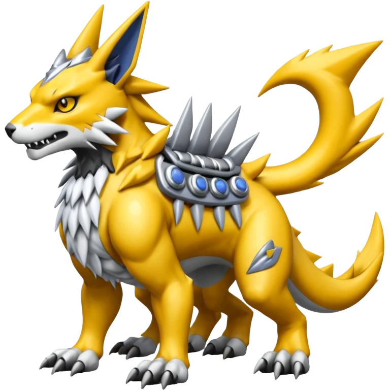  Cool Edgy Shiny Greymon-Renamon-Weregarurumon full body emoji