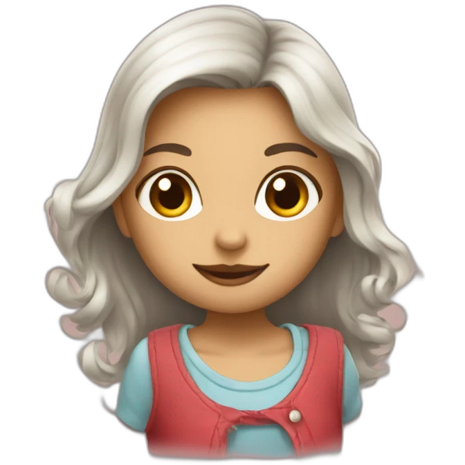 Fille mignonne et un coeur emoji