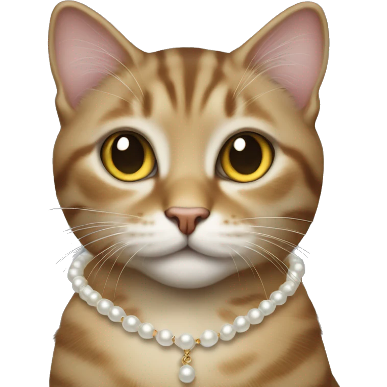 Tabby female cat with pearl necklace  emoji