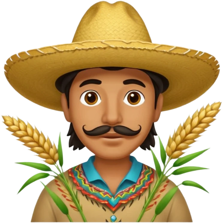 Campechano con una ramita de trigo en la boca emoji