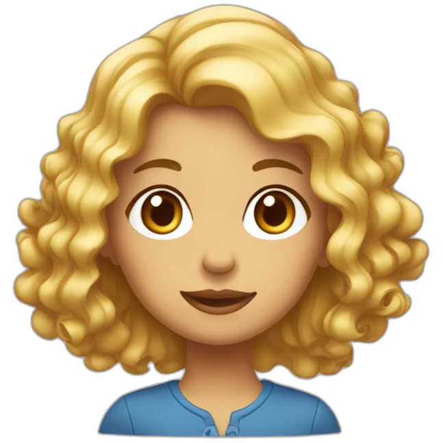 Fille avec des cheveux ondulés emoji
