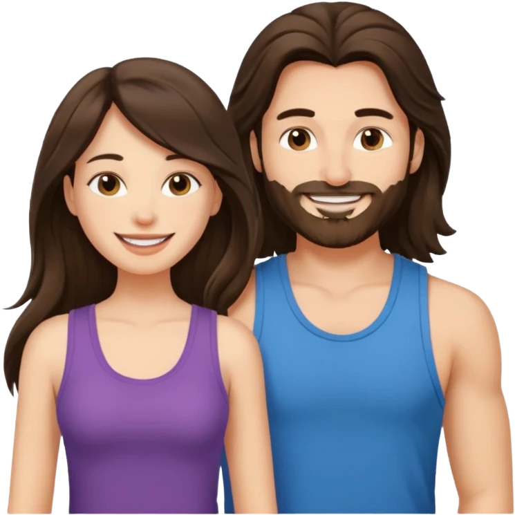 Brunette woman pegs long haired man emoji