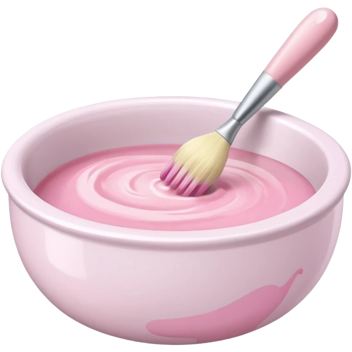bowl of pastel pink hair dye with a brush beside it emoji