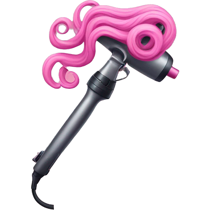 pink hair curling iron emoji