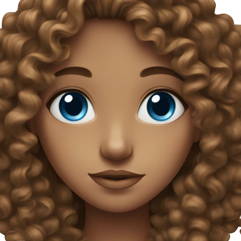 blue eye girl with curly brown hair emoji