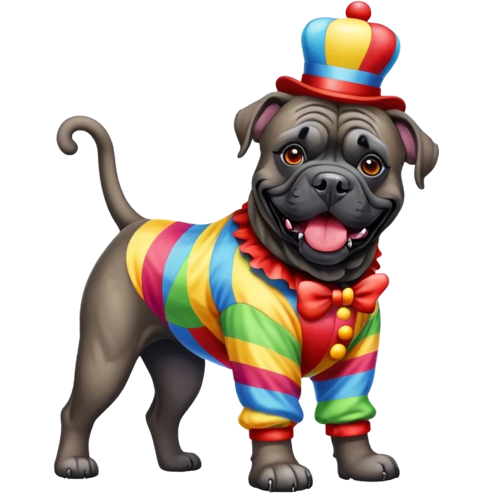 Cane  corso in a clown suit emoji