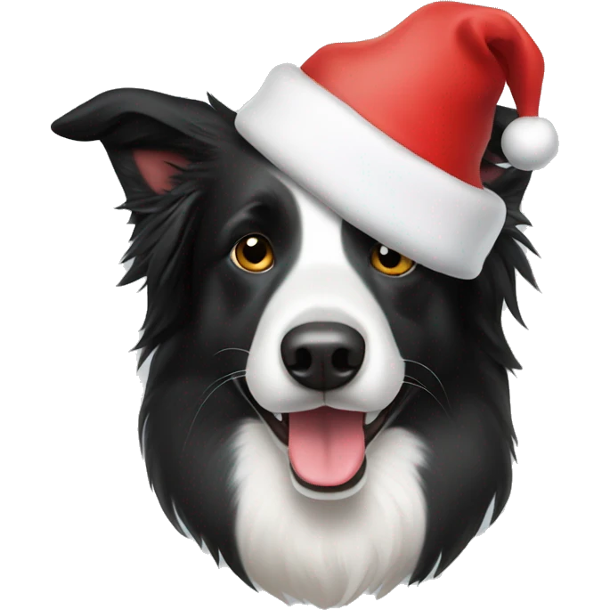 Border Collie wearing Santa hat emoji