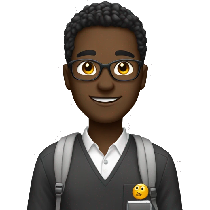  black guy named beka that is a student in fairview and hAS name tag  emoji