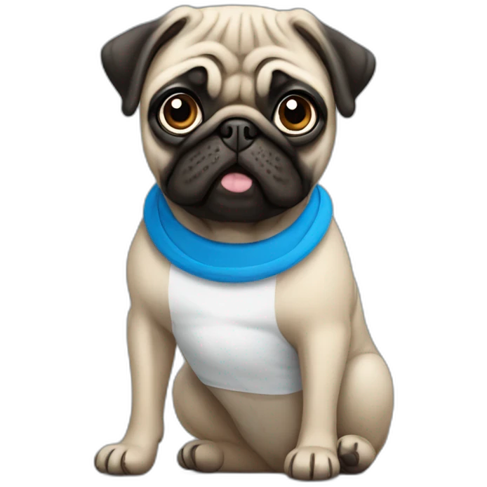 pug wearing a t-shirt emoji